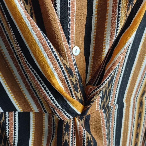 Ruby Rd. Split Button Mixed Stripe Tweed Front Top Blouse Size 1X - Picture 10 of 12